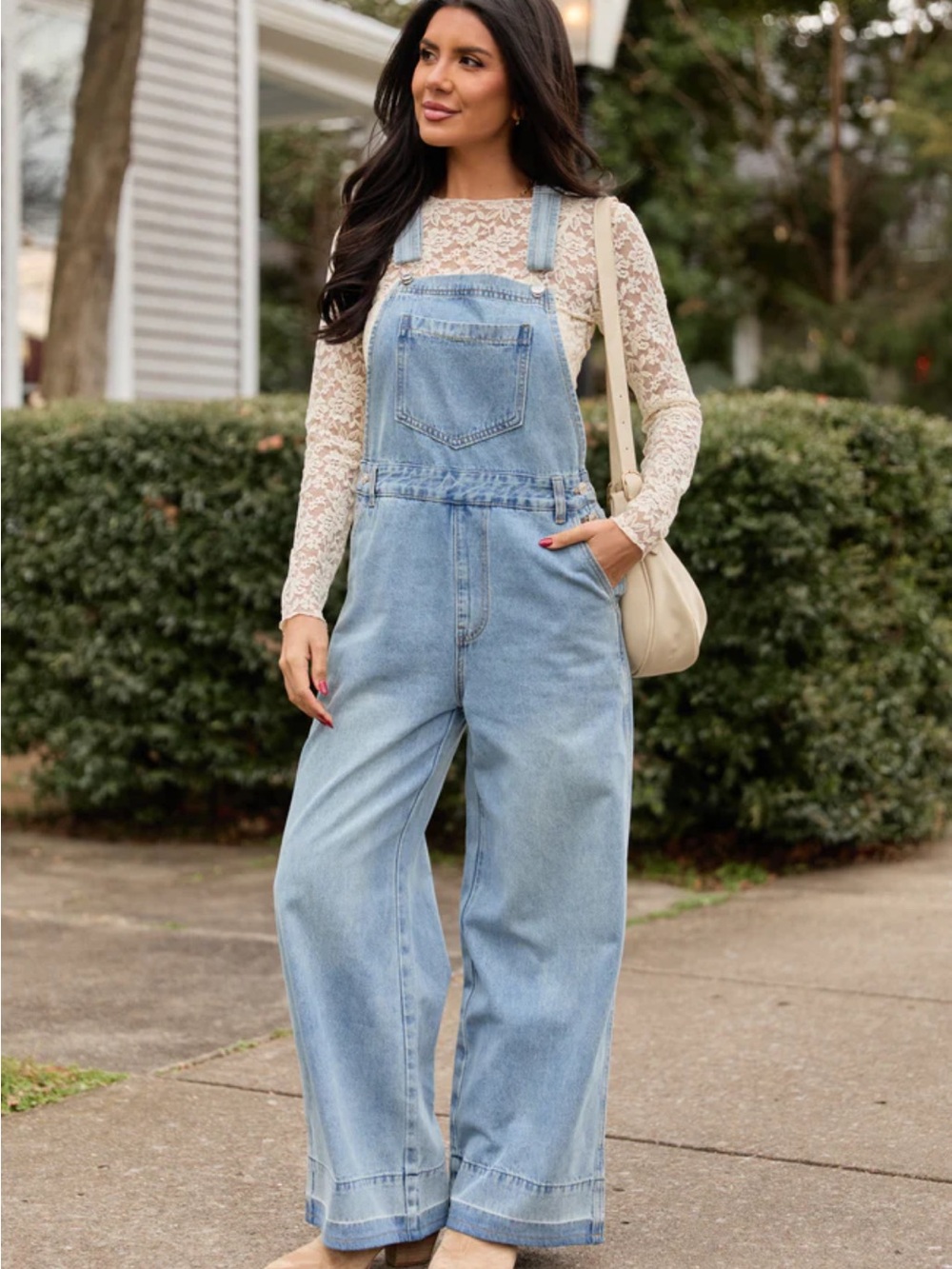 Pink Lily Light Blue Denim Wide-Leg Overalls